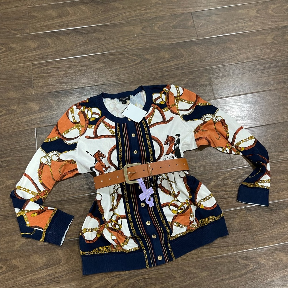 Talbots knitted sweater with belt